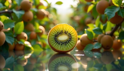 Vibrant Kiwi Harvest with Elegant Business Background