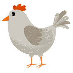 Casual mother hen, Cute mom chicken and chick cartoon vector illustration