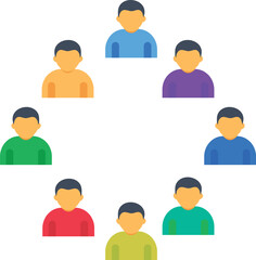 Circle of People Icons – Diverse Teamwork and Collaboration Vector.