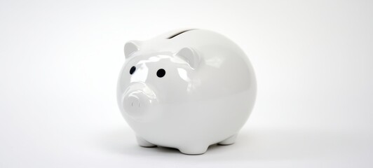 The white piggy bank symbolizing savings and financial goals.