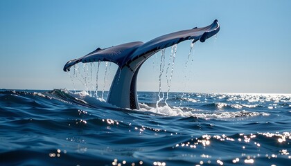 Majestic Humpback Whale Fluke Breaking Ocean