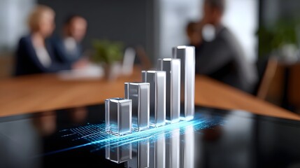 Obraz premium Business growth chart displaying data analysis on office desk