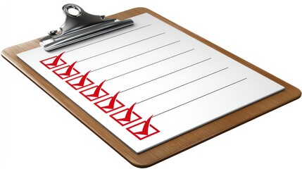 Clipboard with Checklist Icon on Isolated Background for Task Management