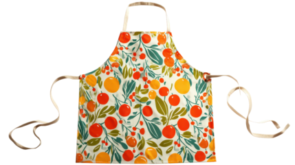 Apron with colorful print background isolated on a Transparent background, PNG file.