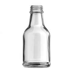 Standard glass bottle neck open isolated white background, no shadow, simple transparent design