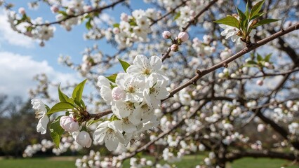Obraz premium Cherry blossoms blooming during outdoor wedding in spring