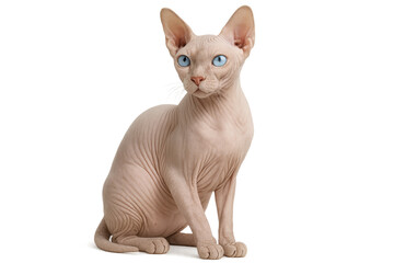 Elegant Sphynx cat with blue eyes isolated on a transparent background, pet