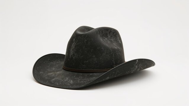 Isolated black hat in cowboy style on white