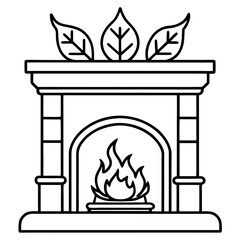 Cozy Hearth Minimalist Line Illustration