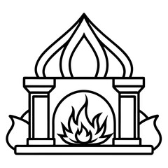 Cozy Hearth Minimalist Line Illustration