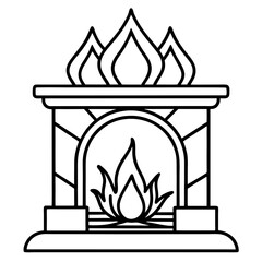 Cozy Hearth Minimalist Line Illustration