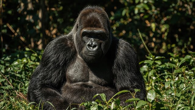 Huge monkey resting in sunlight