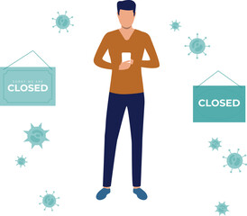 Boy closes shops due to virus.