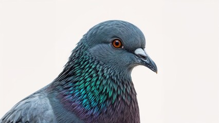 Fototapeta premium Close-up shot of a pigeon with blue feathers