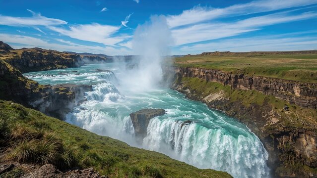 Powerful river waterfall scene - Powered by Adobe