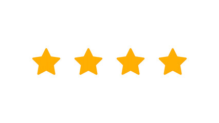 Obraz premium Four yellow stars in a row isolated on transparent background