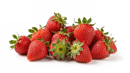 Few strawberries grouped individually on a clear surface