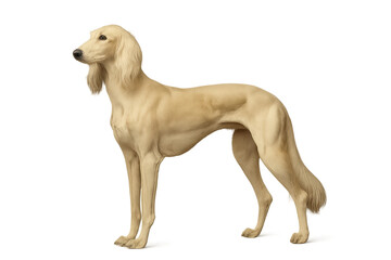 Elegant cream Saluki dog standing, isolated on a transparent background