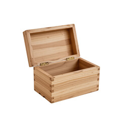 a wooden jewelry box with a visible lock mechanism. the box has a simple, clean design with a natural wood finish