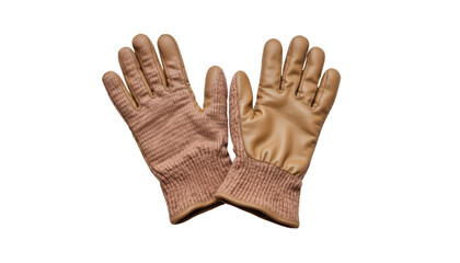 Obraz premium a pair of light brown gloves with fingers extended, set against a dark background