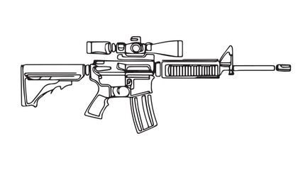 Continuous one single minimal line drawing automatic rifle
