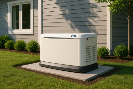 Standby generator providing backup power supply for house during emergency