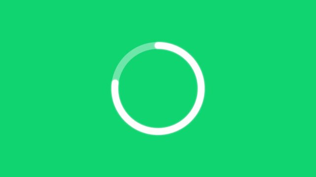 Blue loading circle on green background indicating progress or processing. Retry and try again concept shows progress, waiting icon animation.