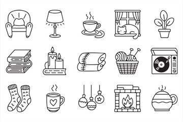  Cozy Living Room Essentials: Armchair, Tea, Yarn, and a Fireplace for Warmth and Comfort