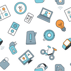 Pattern of elements on the theme of smart home. Technologies modern. Flat vector. Isolated on white background