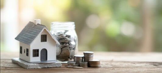 The model house with coins representing savings and investment opportunities.