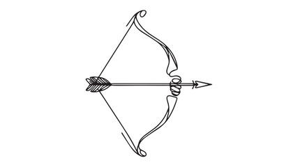 Continuous one single minimal line drawing medieval archer