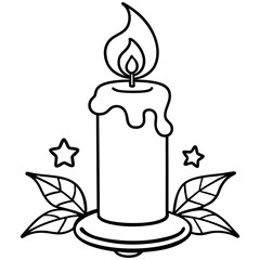 Festive Candlelight Linear Vector Art