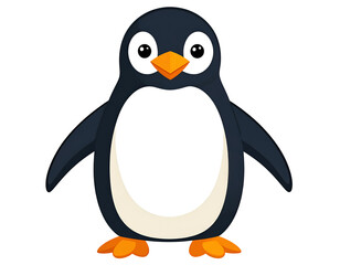 Obraz premium A delightful cartoon penguin with large expressive eyes and a cheerful orange beak stands.