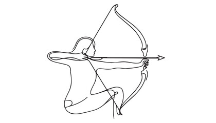 Continuous one single minimal line drawing medieval archer