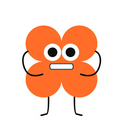 Obraz premium geometric shape with a brown cute face. cute geometric figure. basic shapes with eyes, mouth, and hands. cute happy smile cartoon illustration