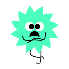 geometric shape with a cute face in green. cute geometric figure. basic shapes with eyes, mouth, and hands. cute happy smile cartoon illustration