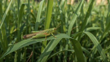 Insect feeding on foliage during the springtime outdoors