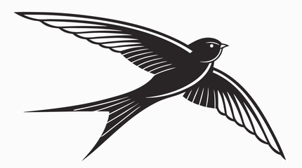 Obraz premium Flying Swallow Silhouette – Elegant Bird Vector Illustration in Flight