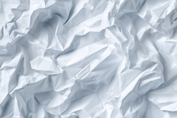 Intricate White Crumpled Paper Texture with Multi-Directional Folds Creating Dramatic Light Shadow Play for Abstract Background Designs