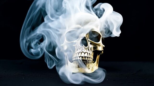 smoke and skull on black background