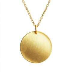 A gold disc pendant with a chain