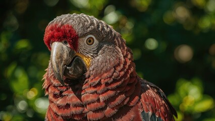 Obraz premium Deep Red and Ash-Colored Avian