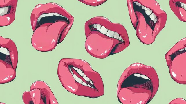 Playful Abstract Repeating Lips and Tongues background