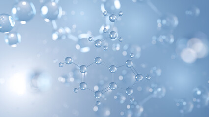 faefhi molecular structure 3d, indole derivative structural chemical formula view from a microscope