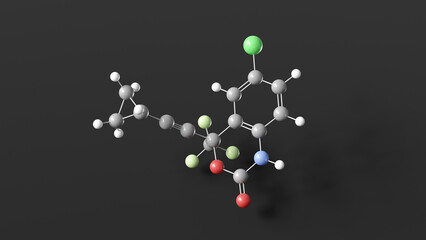 efavirenz molecule 3d, molecular structure, ball and stick model, structural chemical formula antiretroviral