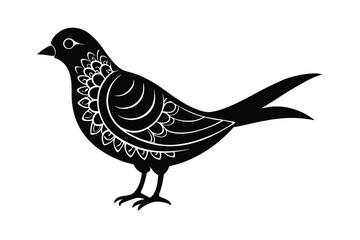 Obraz premium Bird silhouette with Bengali ornament elegant avian vector art illustration