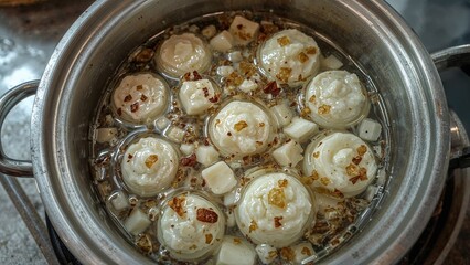 Circular handcrafted vessel designed for holding dairy products and liquids, inactive