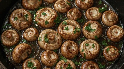 Vegan mushroom sautÃ© infused with paprika, fresh herbs, and olive oil