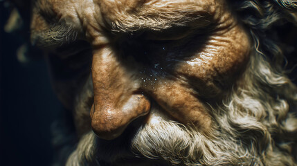 Moses weeping on Mount Sinai over the sins of his people  a sorrowful Moses crying before God's judgment.