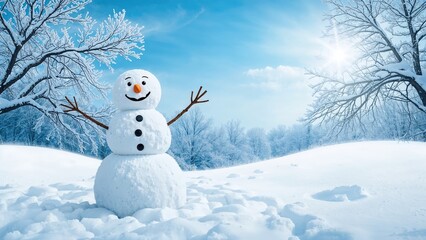 Obraz premium Kids enjoying the early snow by creating a happy snowman, a classic winter icon.